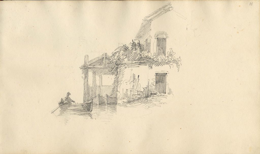 Studio di darsena con imbarcazione